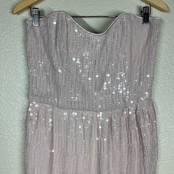 French Connection Spicey Sequin Strapless Mini Dress Grey/Pink Spicy Size 8 - Picture 5 of 12